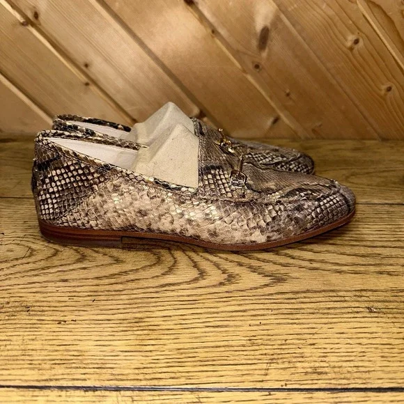 Sam Edelman Loraine Bit Gold Snake Print Loafers Classic | Women's 9M $150 - Picture 2 of 10
